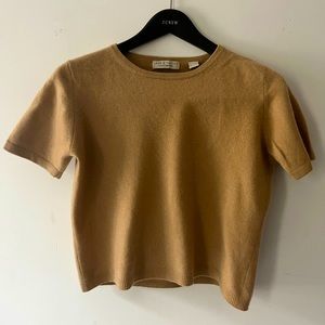 Lord & Taylor 2ply cashmere camel cropped tee